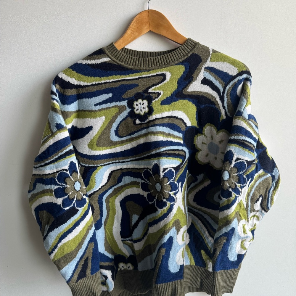 Floral Patterned Crewneck Sweater